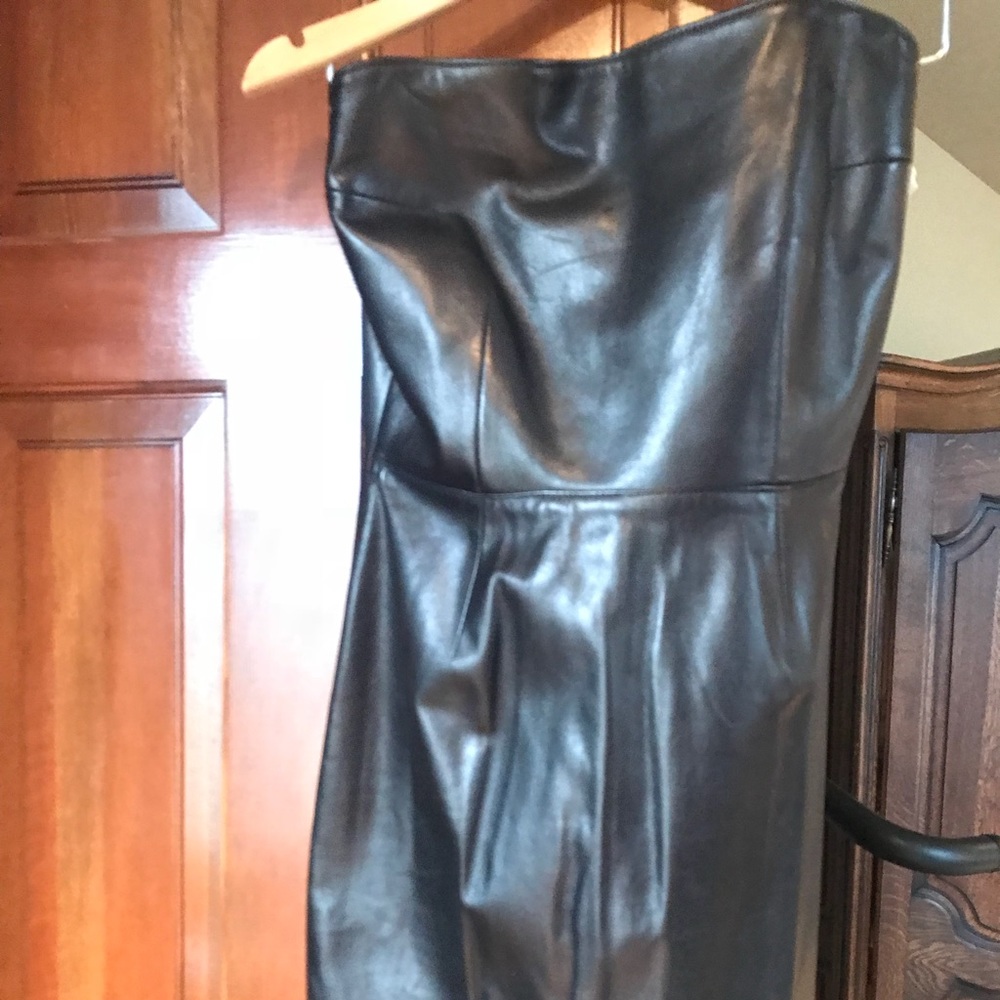 Vintage Strapless Leather Mini Dress Michael Hoban